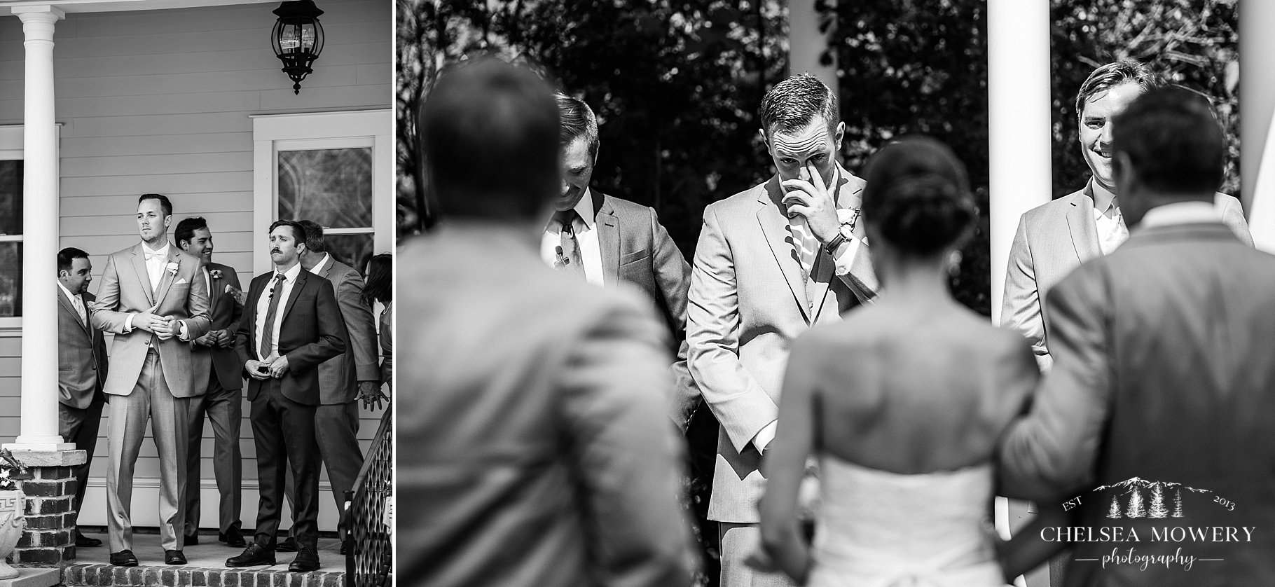 wedding day first look | back and white photographer